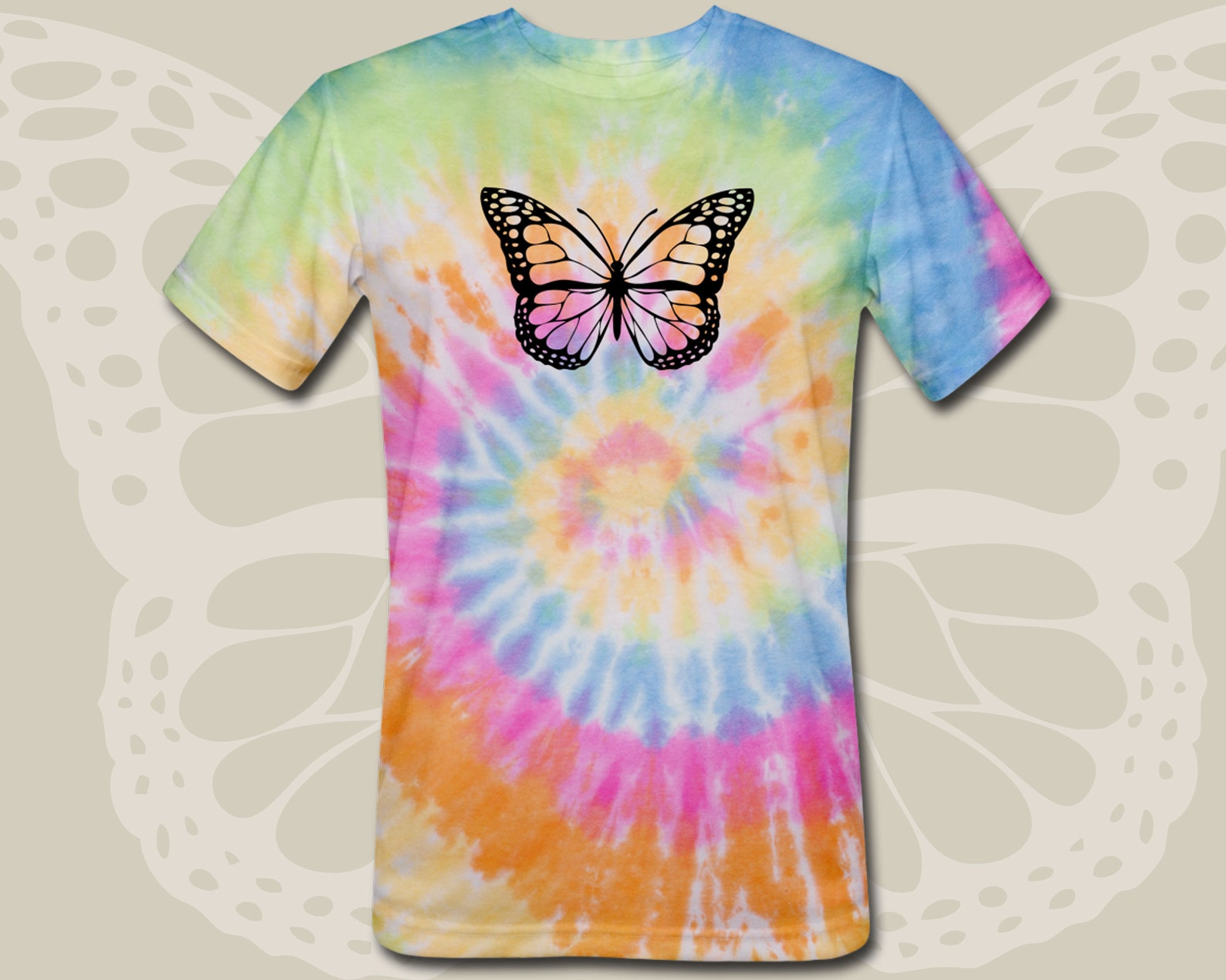 tie dye shirt with butterfly