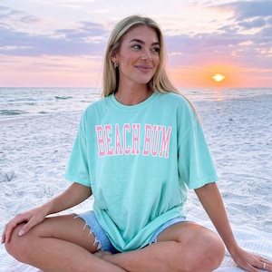 Beach Bum Shirt Comfort Colors® Tshirt Beach Bum Tshirt Comfort Colors Shirt Beach Bum Tee Comfort Colors Tee Beachy Tees Summer Tees Chalky Mint w/Pink Ink