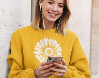 Sunflower Sweatshirt Sunflower Shirt Sunflower Sweater Flower Hoodie Botanical Sweatshirt Botanical Shirt Plant Sweatshirt Yellow Sweatshirt