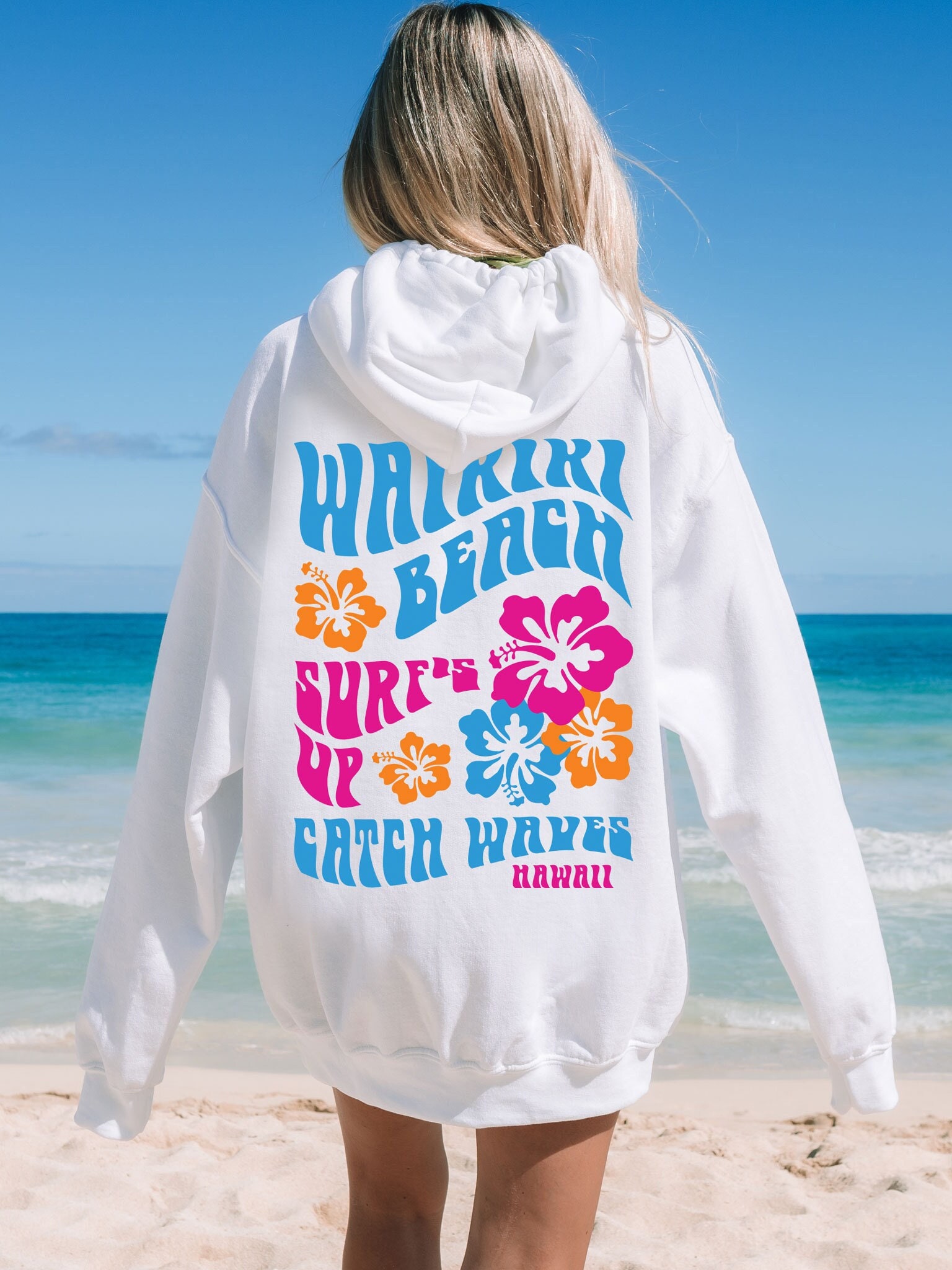Waikiki Beach Coconut Girl Hoodie Coconut Girl Clothes Siesta Key Hoodie Ocean Sunset Hoodie Hibiscus Hoodie Trendy Preppy Aesthetic Hoodie