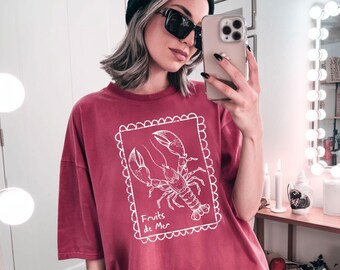 Lobster Shirt Fisherman Aesthetic Lobster Coquette Comfort Colors® Shirt French Coastal Shirt Seafood Shirts Crustacean Shirt Lobster Tshirt