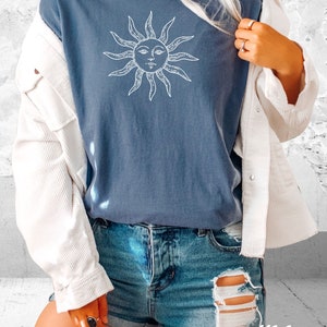 Boho Sun Shirt Comfort Colors® Tshirt Sun and Moon Shirt Comfort Colors® Shirt Celestial Sun Shirt Comfort Colors® Tee Vintage Look T Shirt image 4