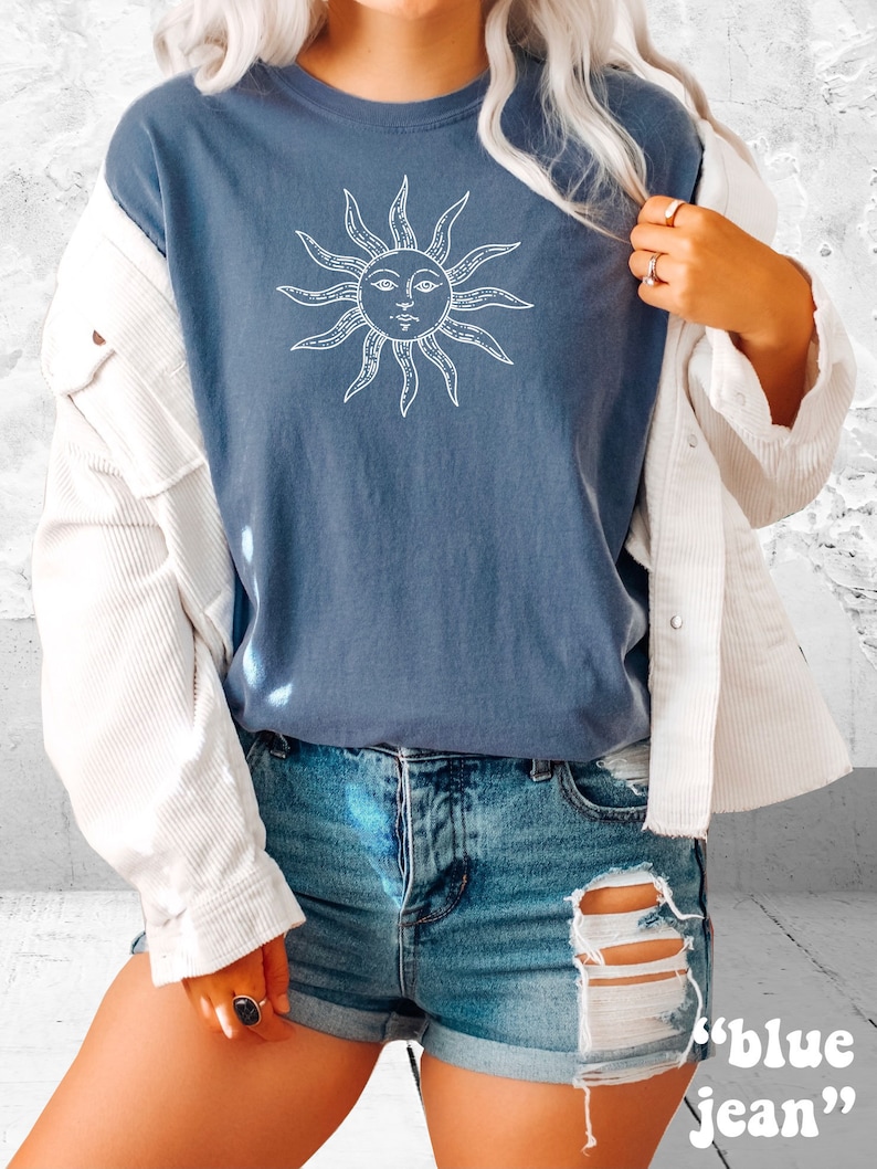 Boho Sun Shirt Comfort Colors® Tshirt Sun and Moon Shirt Comfort Colors® Shirt Celestial Sun Shirt Comfort Colors® Tee Vintage Look T Shirt image 4