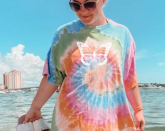 Butterfly Tie Dye Shirt Butterfly Tye Dye Shirt Tie Dye Graphic Tee Printed Tie Dye Shirt Butterfly Tshirt Butterfly Tiedye Shirt