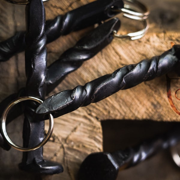 Blacksmith made Hand forged Railroad Spike Keychain