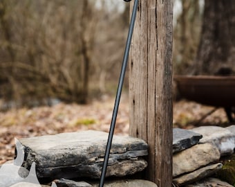 Handgesmeed lange vuurpook voor buiten - 42-46 inch rond touw met draaigreep
