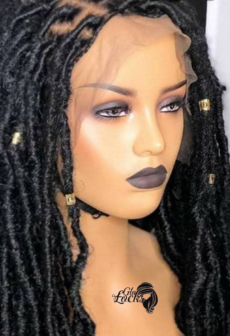 Faux locs braided wig handmade for instant wear Etsy