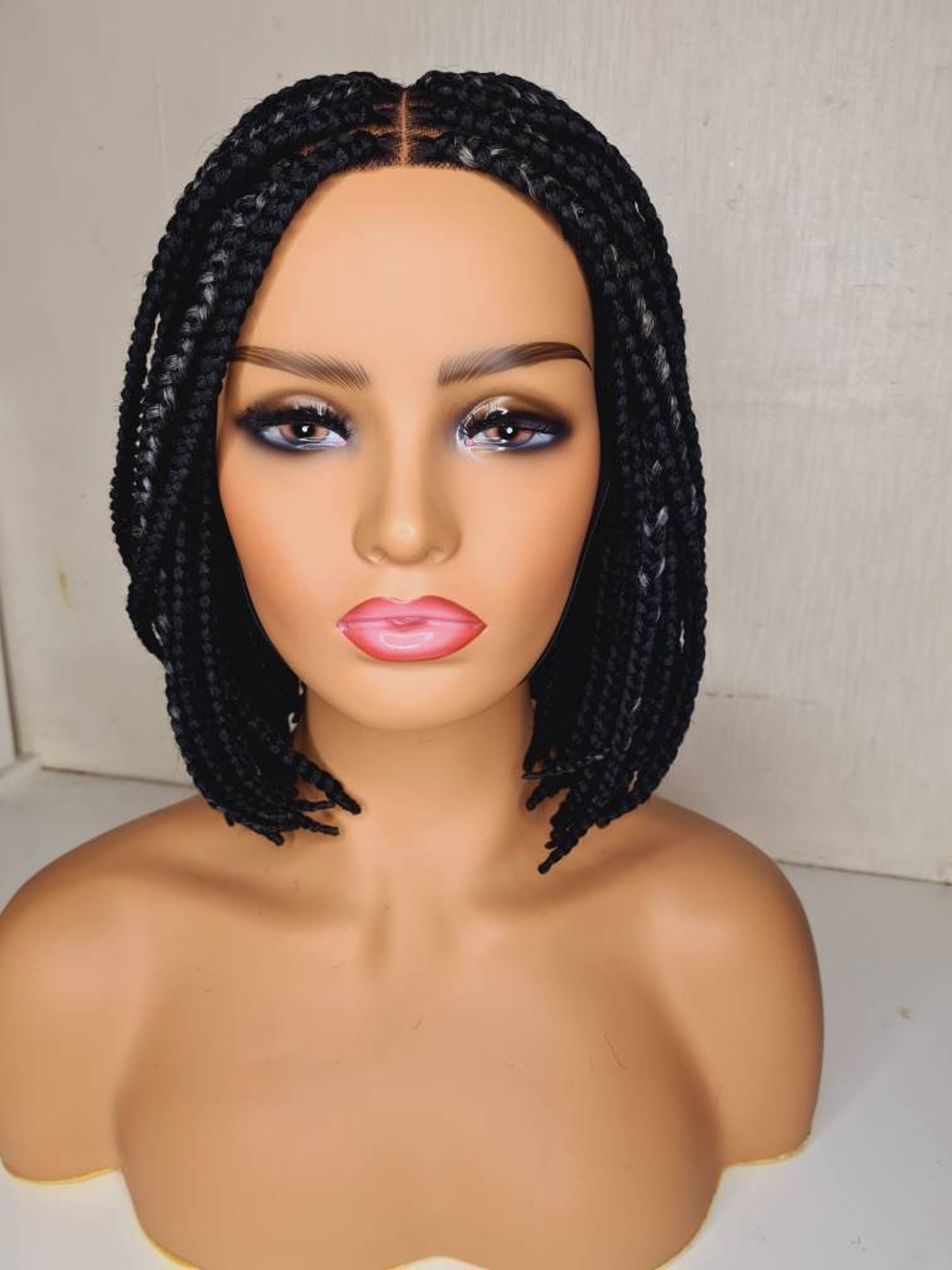Bob Braided Wig , Middle Part or Side Part Ready for Instant Wear Etsy