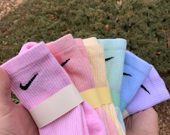 white and pink nike socks