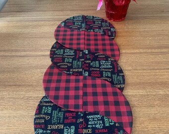 Rejoice Red Buffalo Plaid Table Runner/Christmas Red Buffalo Plaid Table Runner/Buffalo Plaid Table Runner/Holiday Buffalo Plaid Runner