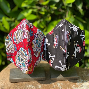 Halloween Face Masks, Halloween Promo, Hand Made, 100% Cotton Face Masks; Reusable, Washable; Adult Size & Child Size; Free filter