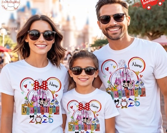 Gepersonaliseerde Disney Trip Shirts, Disneyland Shirts, Disney Vakantie, Disney Family Matching Shirt, Magisch Kasteel Shirt, Disneyworld ML55