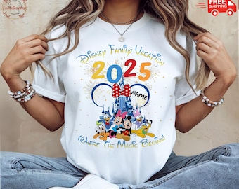 Chemises de voyage Disney, chemises Disneyland, T-shirt de vacances Disney, chemise assortie pour la famille Disney, chemise château magique, chemises Disneyworld, OM4
