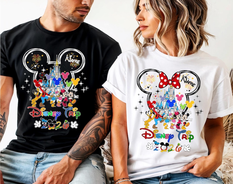 Custom Disneyworld Family Trip Shirt, Disney Family Vacation Shirt, Personalized Family Matching Shirt, Disney Custom Minnie & Mickey Shirt image 1