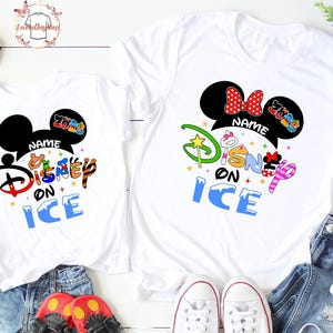 Chemise Disney sur glace personnalisée, chemises assorties Disney, chemises Disneyworld personnalisées, chemises famille Disney, chemise Minnie & Mickey Disney MDI