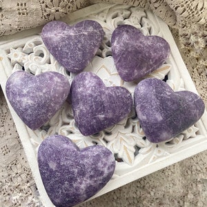 Large Lepidolite Heart Crystals