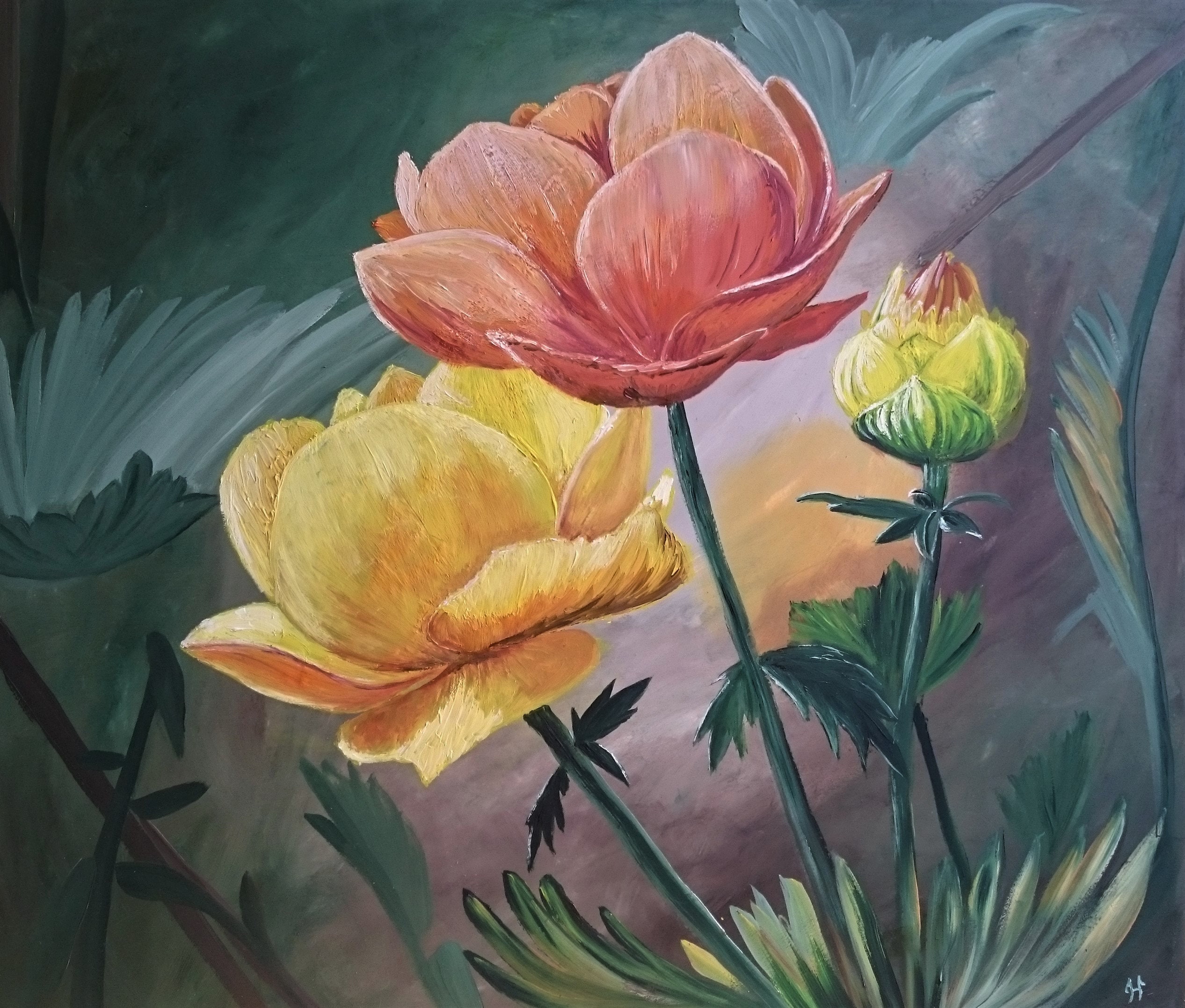 Original Handmade Oil Painting of Flowers. Etsy UK