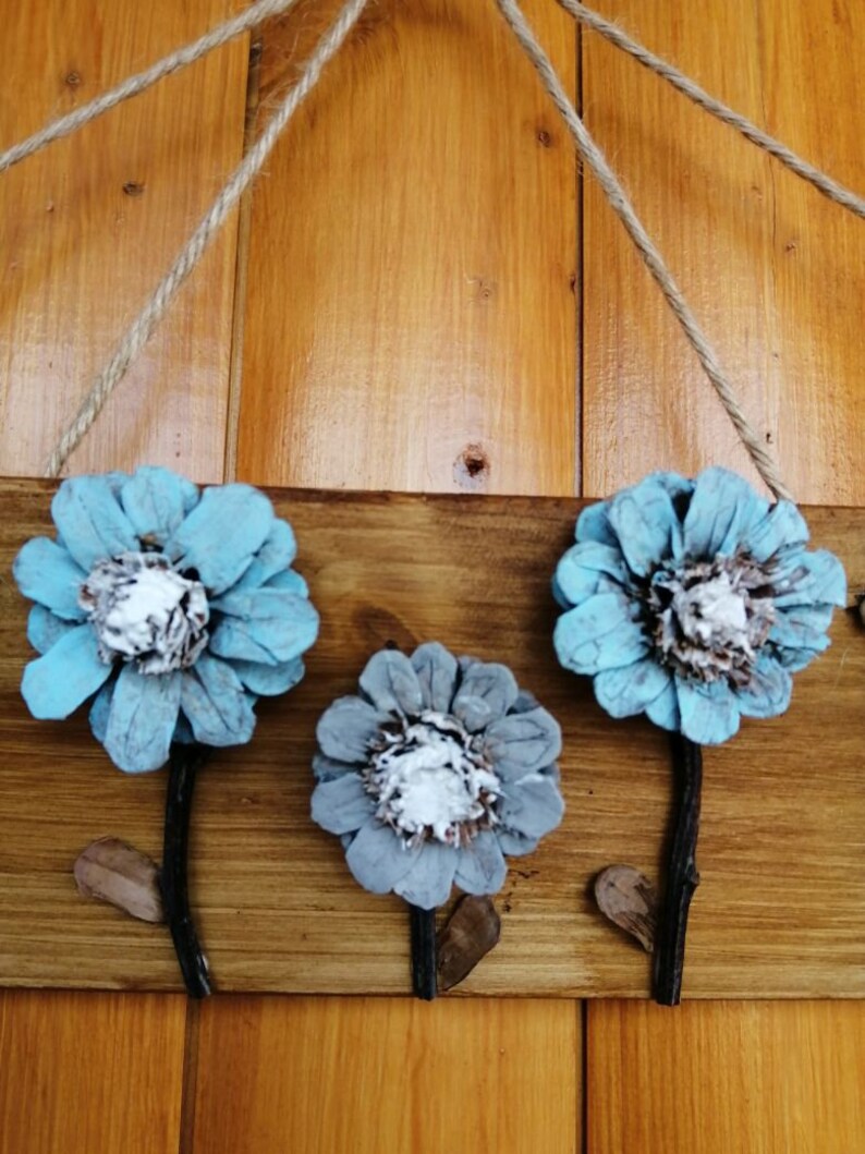Wall Hangings Wall Decorations Pinecone Flowers Art Vintage Etsy