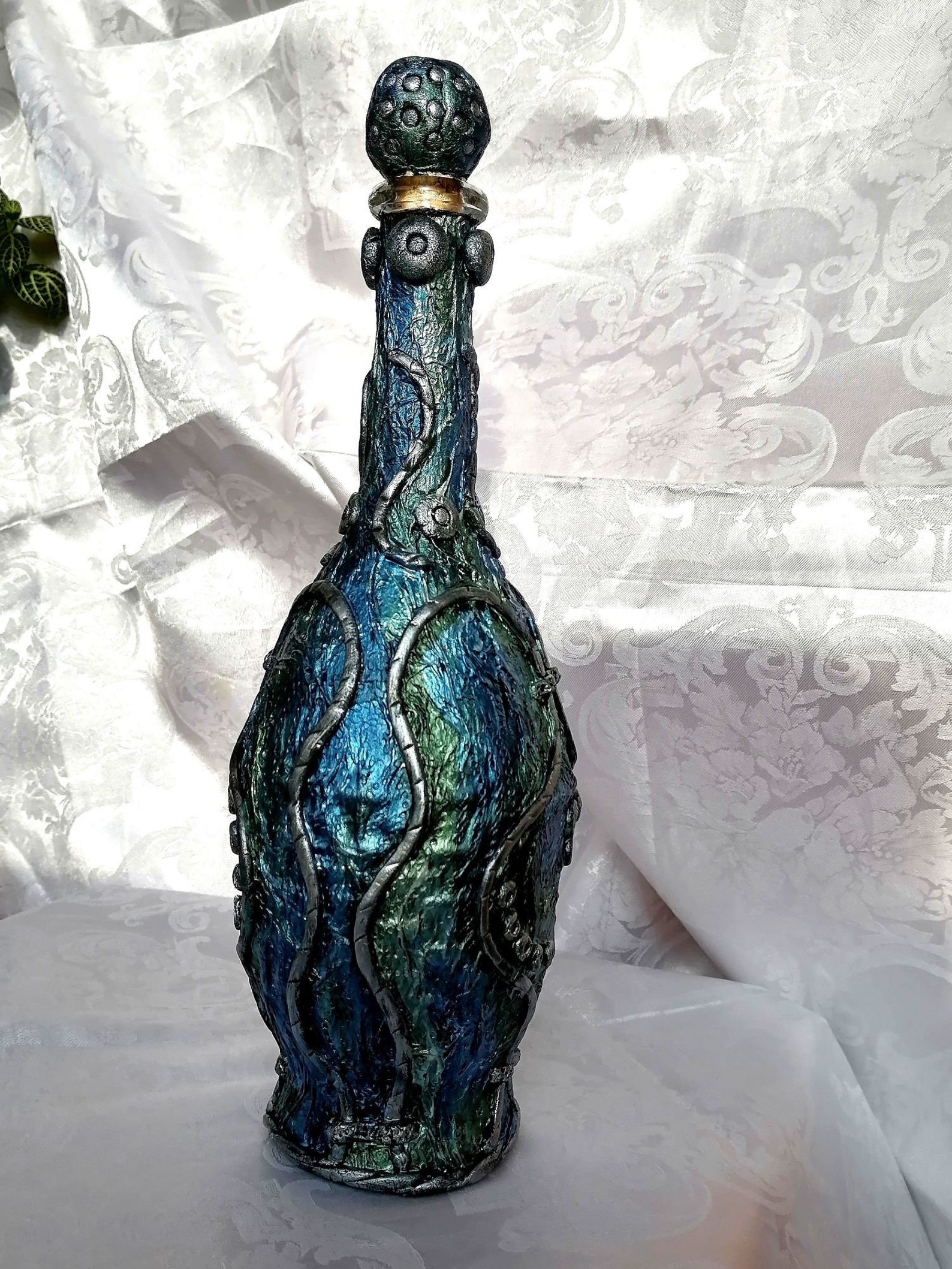 Decorative Bottle Mixed Media Bottles Vintage Art Bottles Etsy