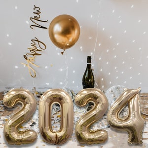 2024 Balloons New Years Eve Party Decorations Happy New Years Eve Number Balloons  Gold Balloon New Year 2024 Decor Photo Backdrop 