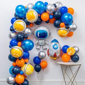 Blast Off Birthday Balloon Arch Kit, Astronaut Space Balloons, Outer Space Kids Party Balloon Garland Kit, Two The Moon Birthday Party Decor