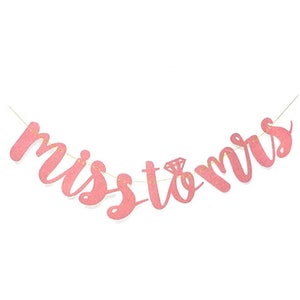 Rose Gold Miss to Mrs Glitter Letters Banner Kit Set (3M Long), Pink Bridal Shower Decoration, Rose Gold Bachelorette Party Decor, Hen Party