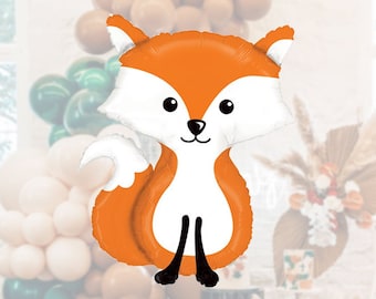 Fox Woodland Critter Balloon (3 Feet), 35 Inch Giant Mylar Foil Woodland Baby Shower Animal Balloons, Zoo Birthday Party Balloons