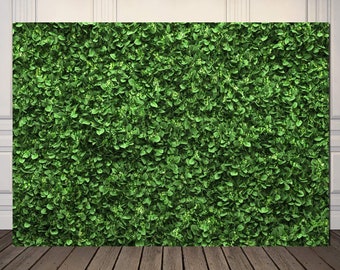 Boxwood Greenery Backdrop, 5x7 Feet Vinyl Greenery Safari Baby Shower, 1st Birthday Backdrop, Green Plant Photography Background