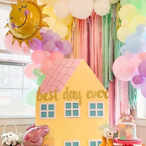 Peppa Pig Birthday Balloon Arch Kit, Pastel Rainbow PREMIUM Quality Matte DIY Balloon Garland Kit, Peppa Pig Party Decorations