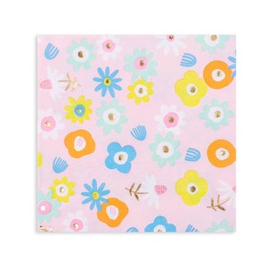 Spring Flower Paper Napkins (6.5 inches), Set of 16 Pink Floral Napkins, Retro Pink Napkins, Spring Baby Shower Birthday Party ON SALE