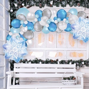 Christmas Balloon Arch Kit: Winter Wonderland | Winter Onederland 1st Birthday Blue & Silver Christmas Balloon Garland Background Kit