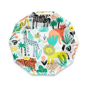 Wild One Safari Tier Papier Teller (7,5 Zoll), Set mit 8 Dschungeltier Tellern, Wild One Geburtstagszubehör, erste Geburtstagsparty, im Verkauf