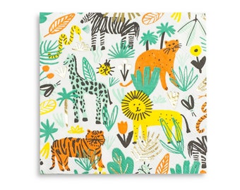 Wild One Safari Animal papieren servetten (6,5 inch), set van 16 Jungle Animal servetten, Wild One Party Decor, eerste verjaardagsfeestje, TE KOOP