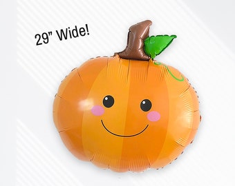 Gigantische oranje pompoenballon van mylar, decoratie voor een herfst- en Halloweenfeest.