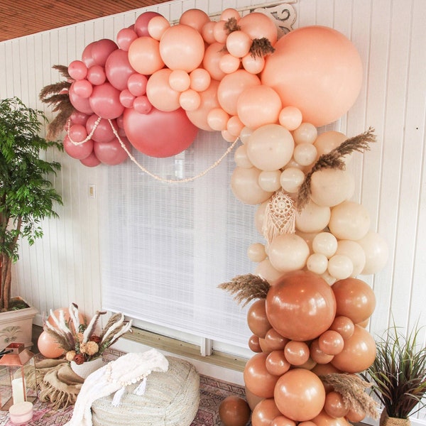 Boho Rainbow Balloon Arch Kit for Bridal Showers and Boho Parties, PREMIUM Quality Matte Mauve, Blush, Boho DIY Balloon Garland Kit