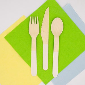 White Wooden Utensils (24 cm long), Set of 24 White Wooden Cutlery, White Tableware, Birthday Party Supplies, Party Table Decor