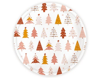 Boho Christmas Tree Icon Plates (Set of 8), Boho Holiday Plates Cute Retro Christmas Tree Icons, Kids Party, Christmas Tableware ON SALE