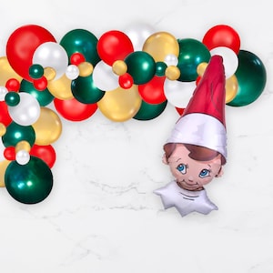 Christmas Balloon Aarch Kit: Red, Green, and Gold, Christmas Elf Balloon Garland Kit, Kids Christmas Holiday Decorations, DIY Balloon Kit