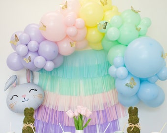 Kit d'arche de ballons de Pâques en pastel arc-en-ciel, kit de guirlande de ballons bricolage PREMIUM pour fête de Pâques pastel