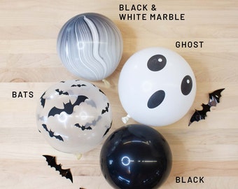 Black White Halloween Balloons, PREMIUM Quality Birthday Party Balloons, Bridal Shower or Baby Shower Balloons, CHOOSE Your Color and Size