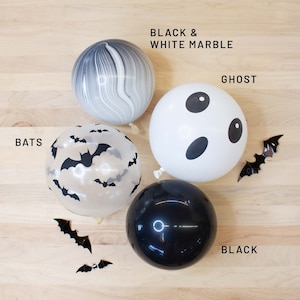 Globos de Halloween en blanco y negro, globos para fiestas de cumpleaños de calidad PREMIUM, globos para despedidas de soltera o baby shower, ELIJA su color y tamaño