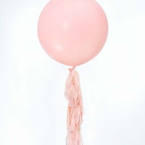 Giant Pink Tassel Tail Balloon, 3-Foot 36" Matte PREMIUM Pastel Pink Balloon, Paper Tassel Garland Kit, Tassel Tails Kit, Pink Baby Shower