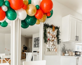 Red, Green, Gold Christmas Balloon Garland Kit, Holiday Party Decor