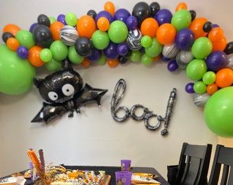 Halloween Balloon Arch Kit, Purple, Green, Orange, and Black