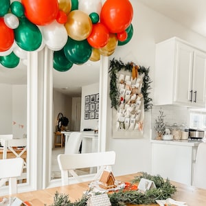 Classic Red, Green, Gold Christmas Balloon Arch Kit, Classic Christmas Balloon Garland Kit, Christmas Baby Shower, Holiday Balloon Decor