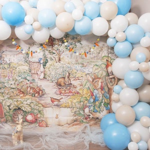 Easter Bunny Balloon Arch Kit, PREMIUM Peter Rabbit Inspired DIY Balloon Garland Kit, Pastel Easter Blue and Linen Balloon Decorations