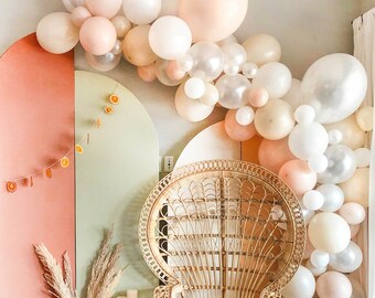 Boho Balloon Arch Kit, DIY Neutral Boho Bridal Shower Balloon Arch, Blush and White Boho Bridal Shower, Wedding Backdrop Balloon Garland Kit