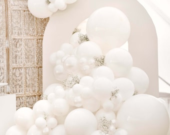 Kit arche de ballons blancs, kit arche de ballons de mariage blanc PREMIUM, shower de mariage blanc, kit de guirlandes de ballons blancs, kit de ballons DIY