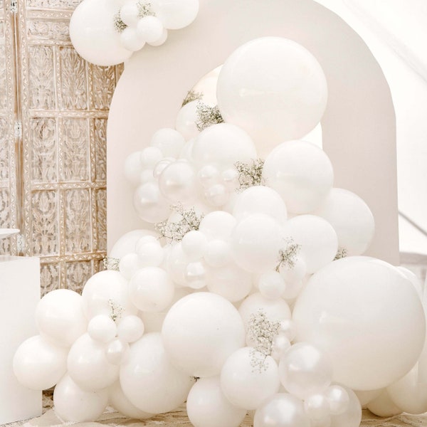 White Balloon Arch Kit, PREMIUM White Wedding Backdrop Balloon Arch Kit, White Bridal Shower, White Balloon Garland Kit, DIY Balloon Kit