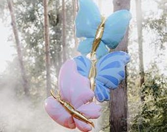 Palloncino a farfalla in lamina metallica – Decorazioni per feste nei colori menta, blu, rosa e oro